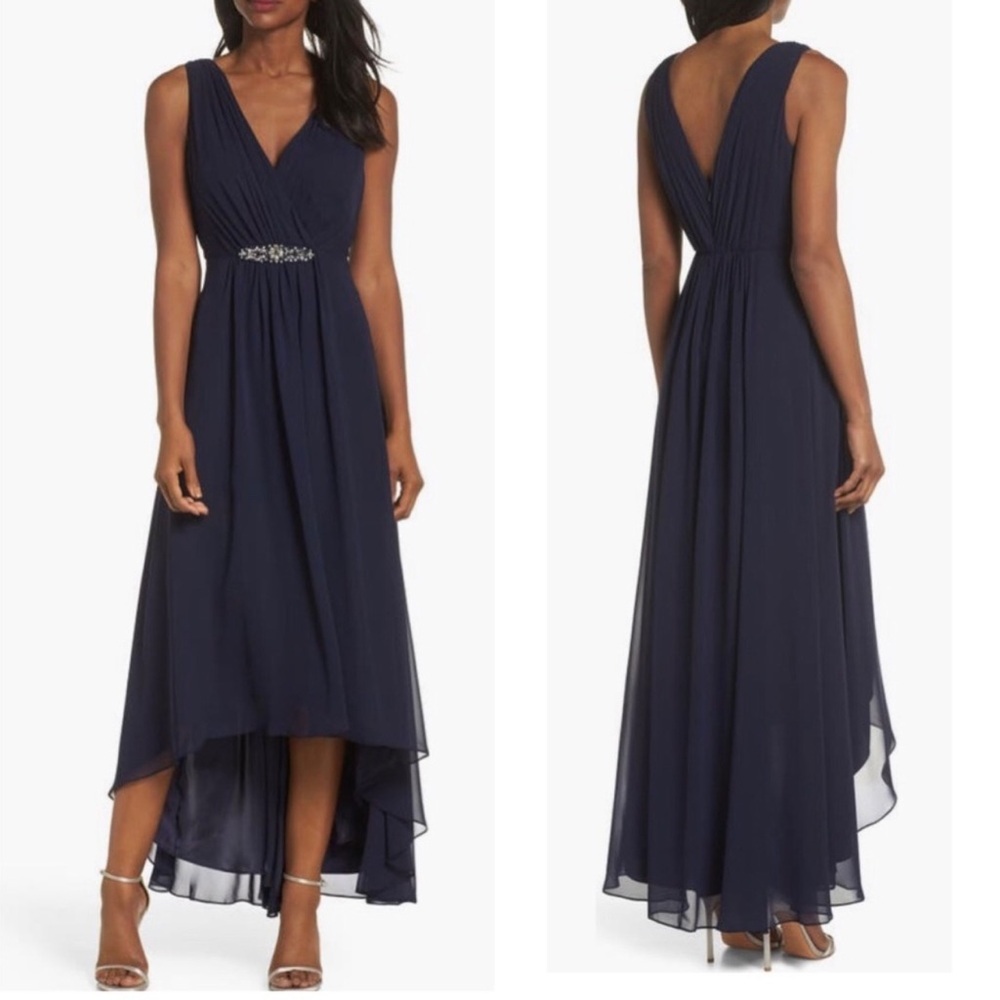 Eliza J Crystal Sleeveless dress Navy Blue V-Neck New Size 6 - Picture 2 of 14